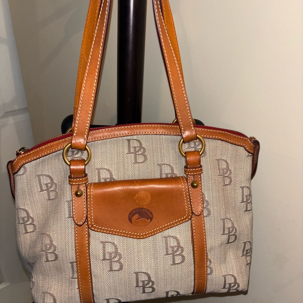 Dooney & Bourke Beige and Brown Shoulder Bag